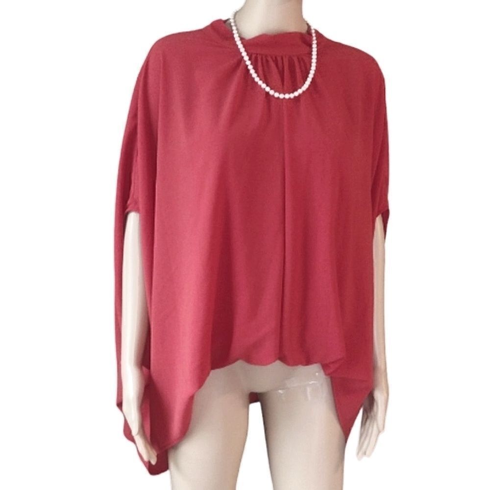 Ivy Jane Women's Size M/L Solid Primary Red Dressy Neck Tie Blouse Top